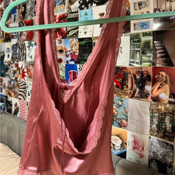 Kimchi blue pink silk halter top size small - Picture 2 of 3